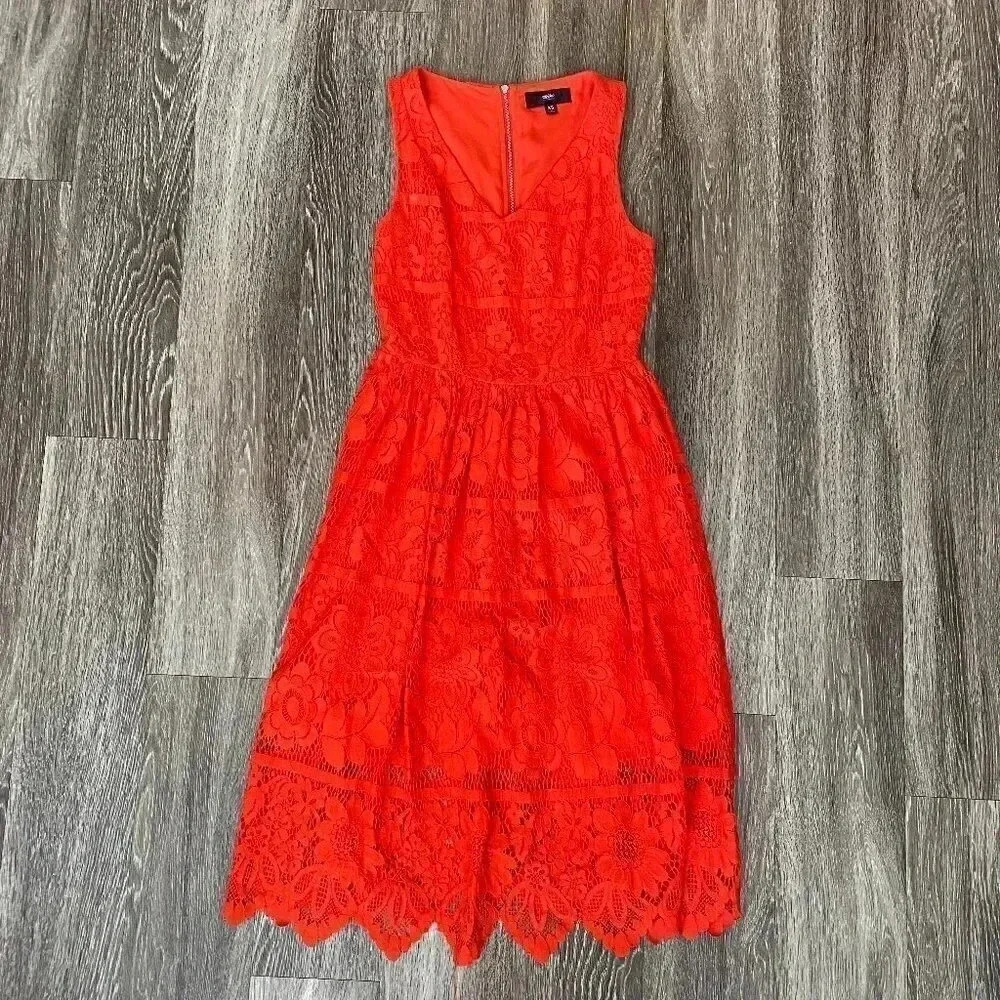 Womens Mossimo Red Lace Dress - XS